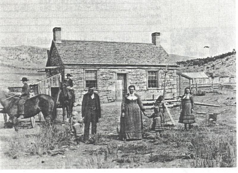 Thomas Wright Family at the Old Rock House in Coalville, Utah